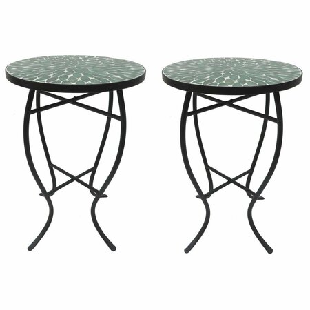 W UNLIMITED Mosaic Art Collection Leave Green Accent Table Set of 2 SW2129C-SET2